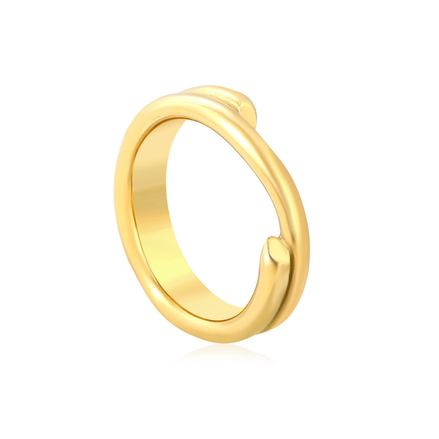 Gold - Plated Stainless Steel Double - Band Open Ring asonjewelry